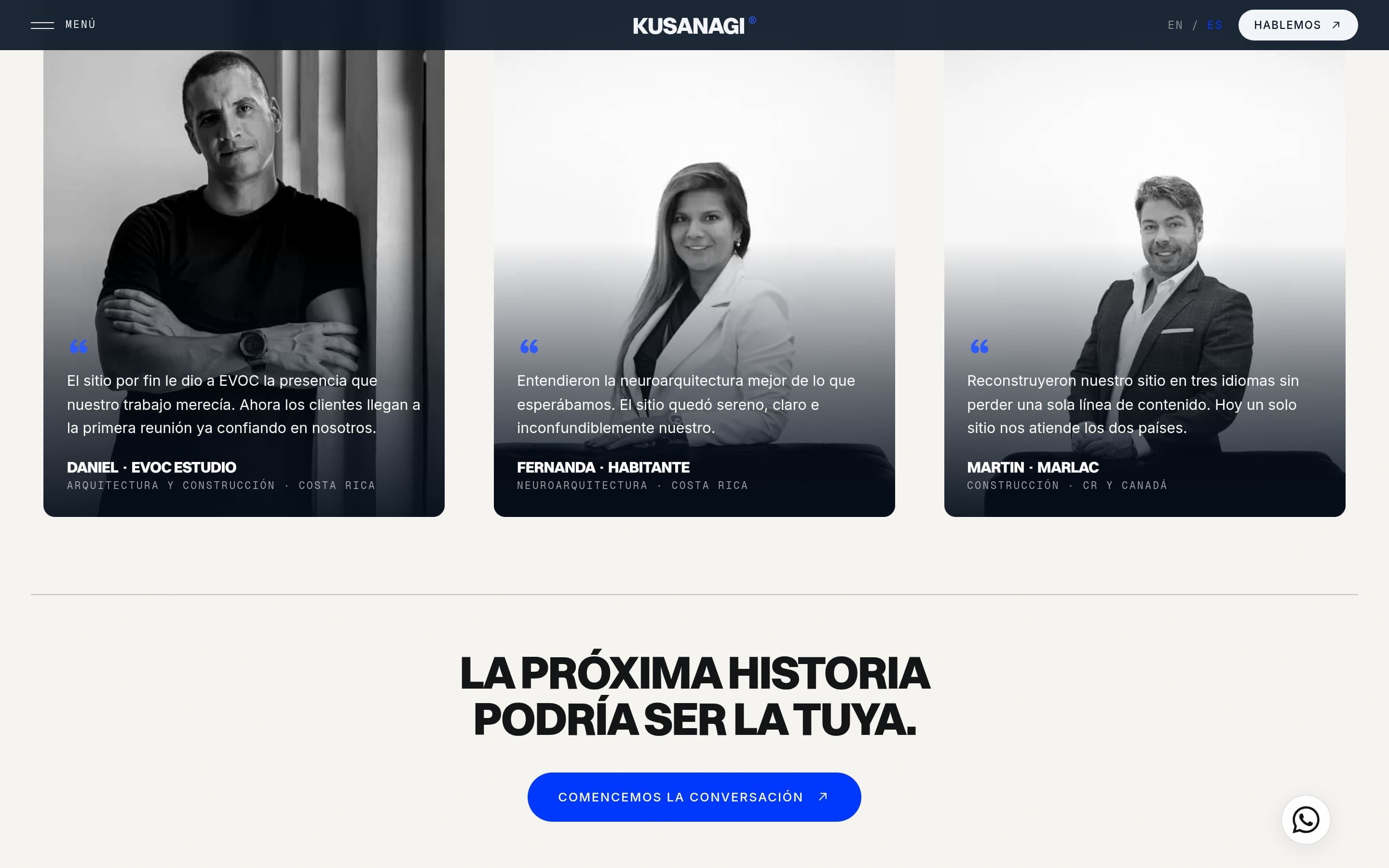 Kusanagi Studio — Testimonios en blanco y negro